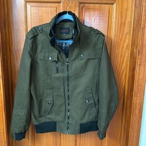 Mens Yi Jian Mei Mens army green Zip up with Pockets Coat Jacket Size 2XL